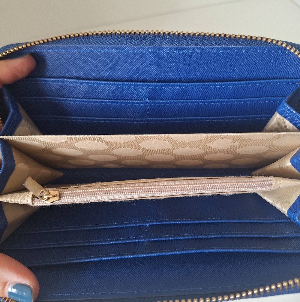 NWOT Kate Spade Tie-Dye Long Zip Wallet w/ Blue Sequins - Picture 3 of 4